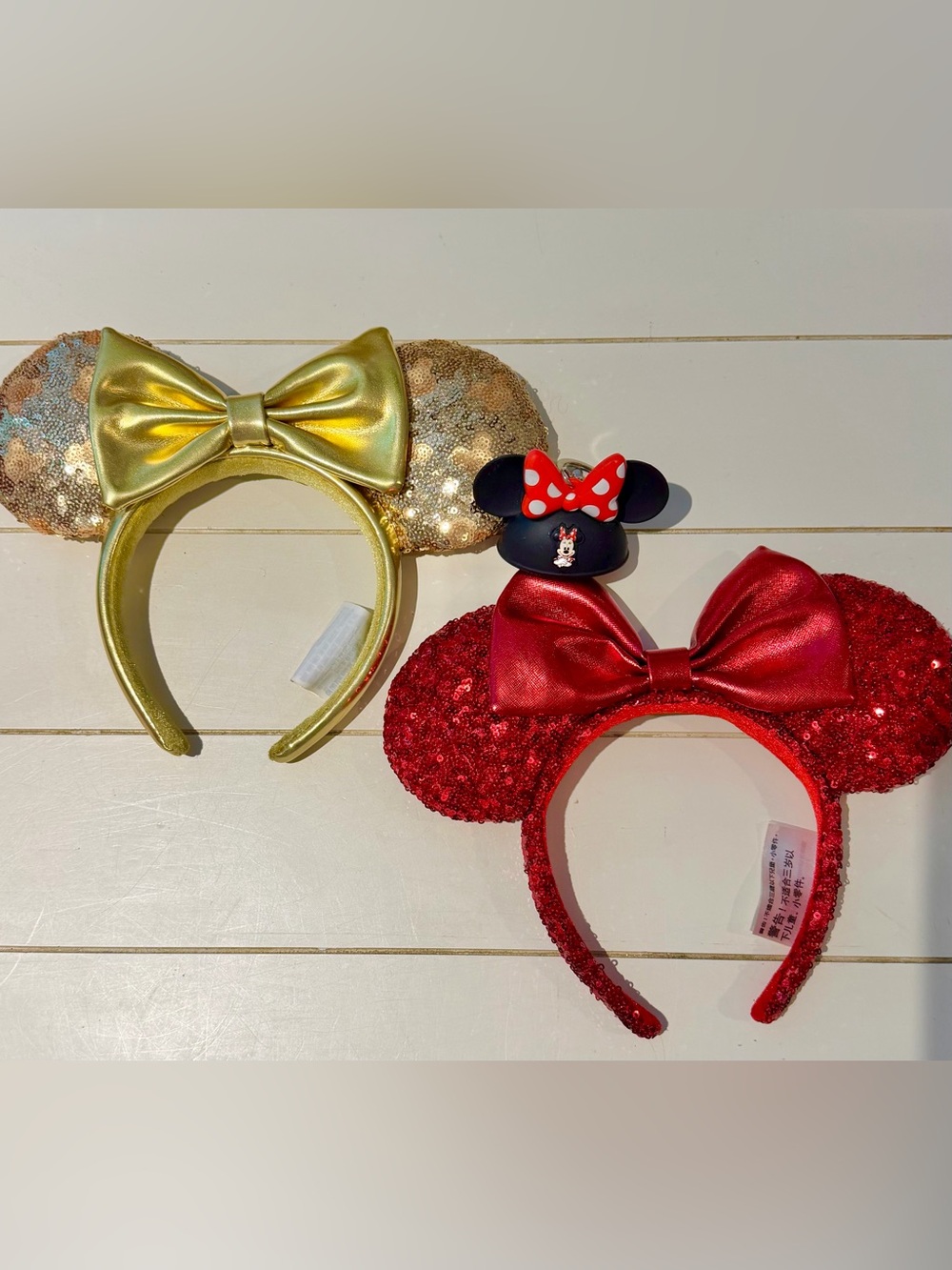 Minnie Mouse Ears Sequins in Red & Gold Authentic Walt Disney World 2 pair